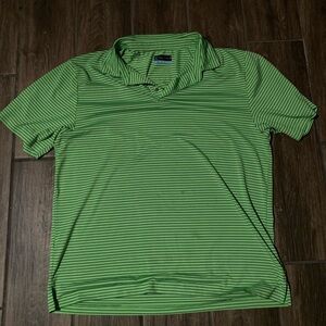 PGA tour Green striped golf polo shirt